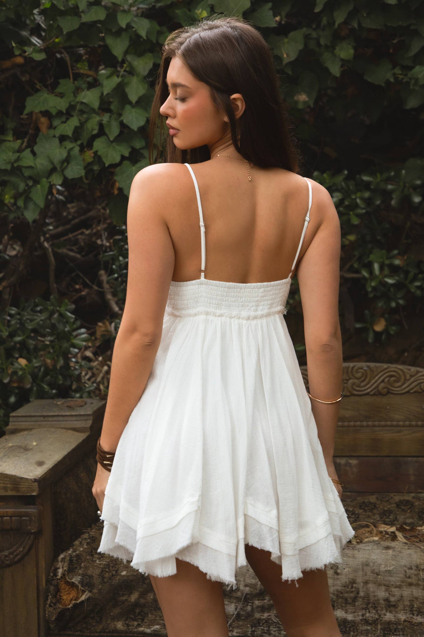 LUMI Embroidered Detailed Frayed Hemline Baby Doll Dress