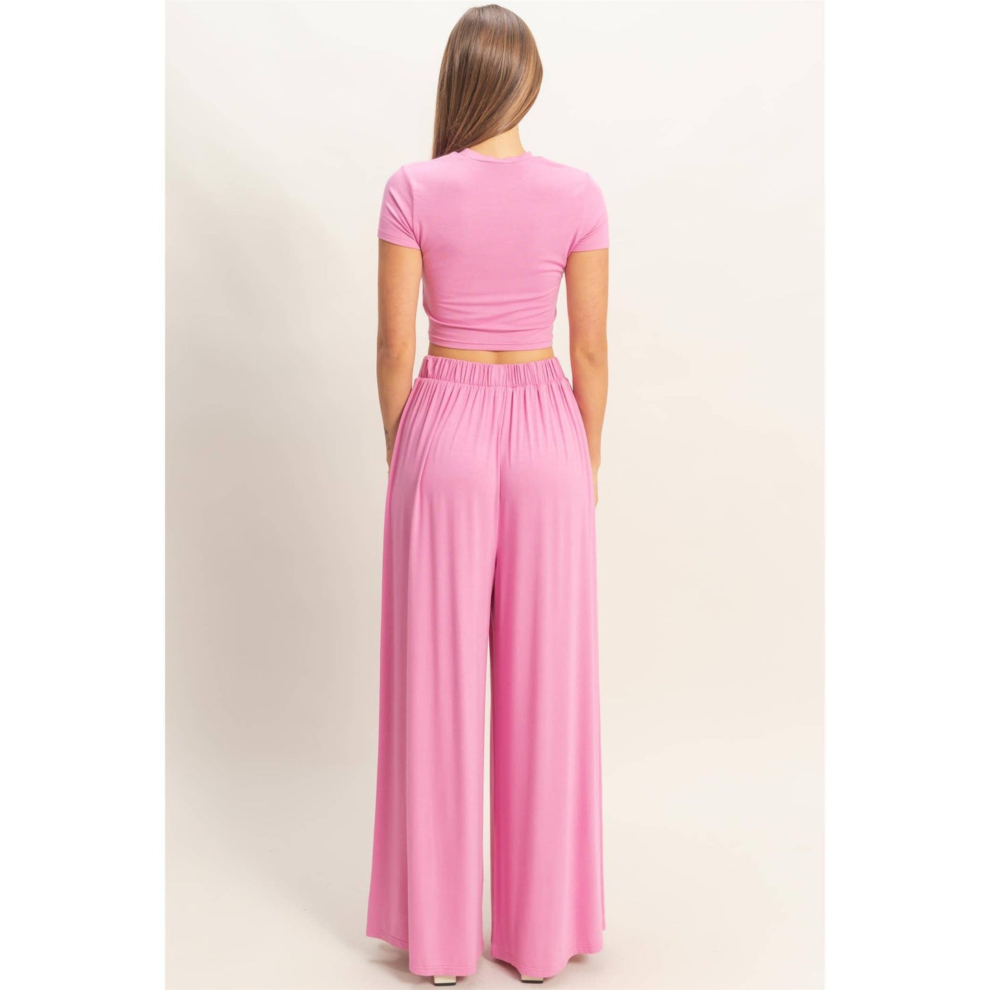 Short Sleeve Top & Wide Leg Pants Set