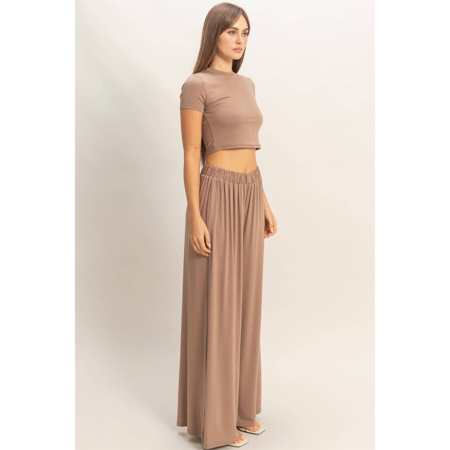 Short Sleeve Top & Wide Leg Pants Set