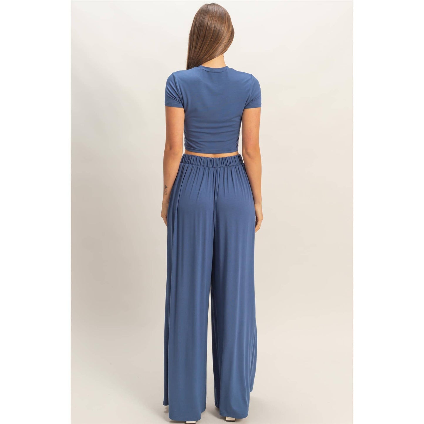 Short Sleeve Top & Wide Leg Pants Set