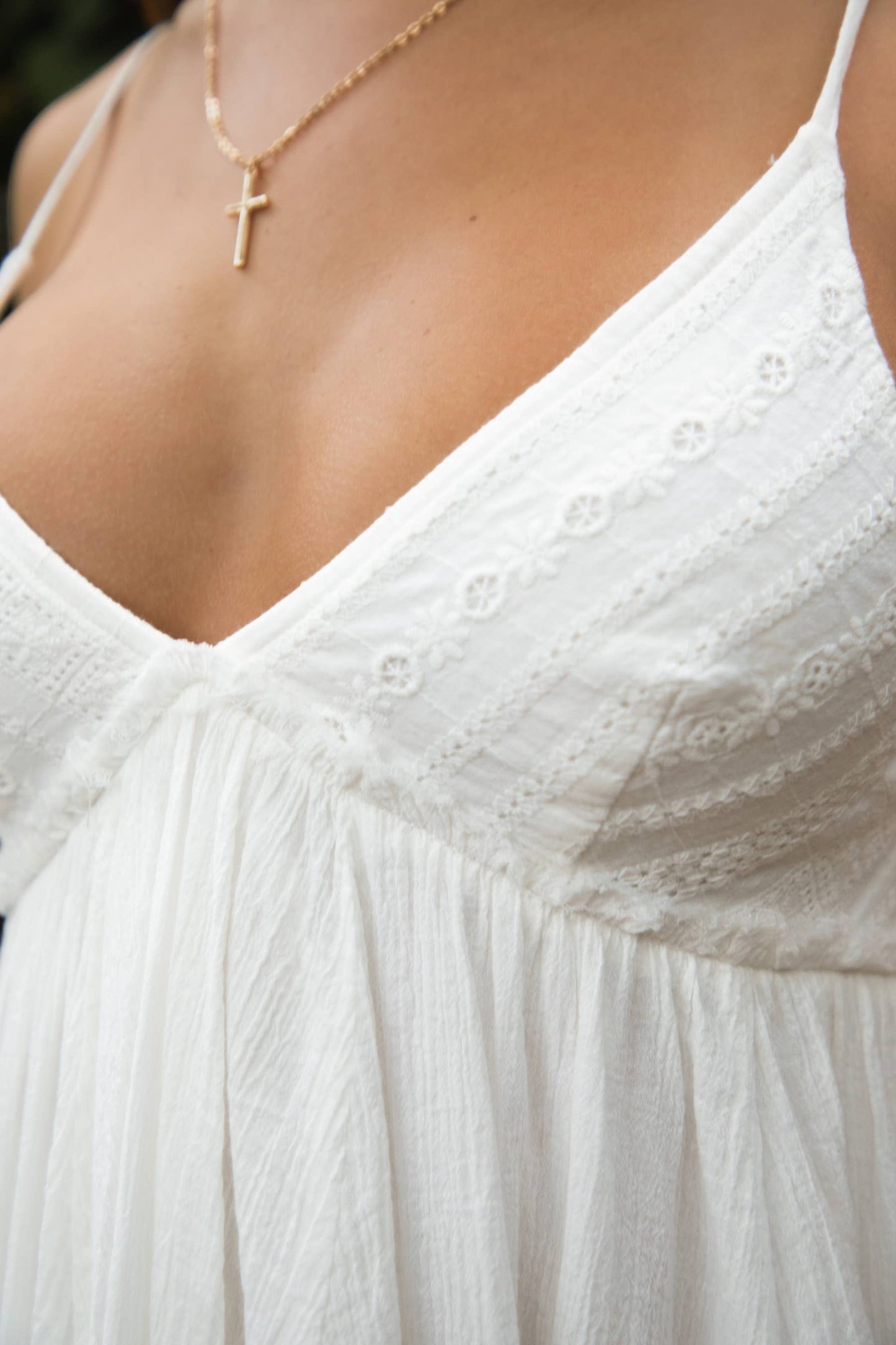 LUMI Embroidered Detailed Frayed Hemline Baby Doll Dress