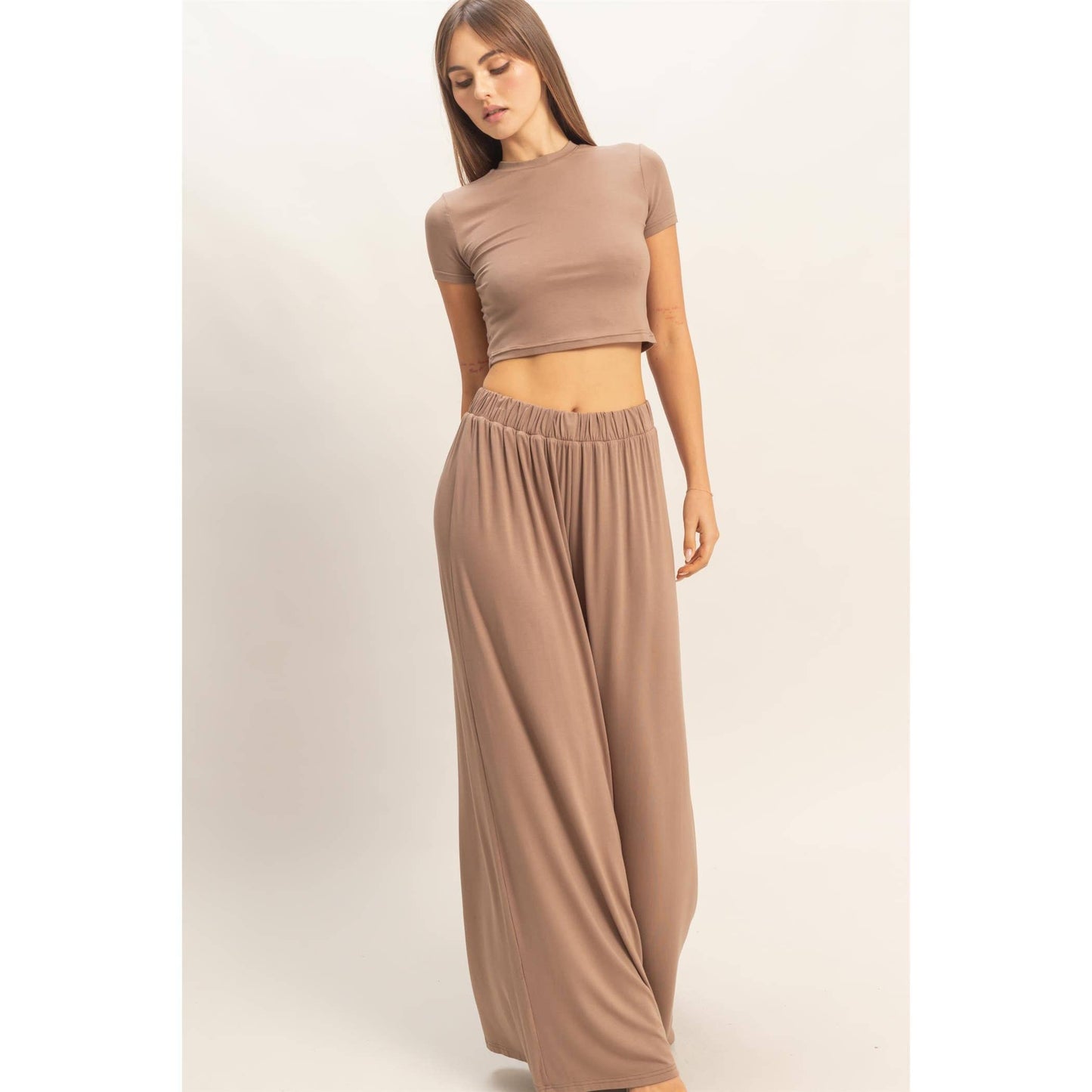 Short Sleeve Top & Wide Leg Pants Set