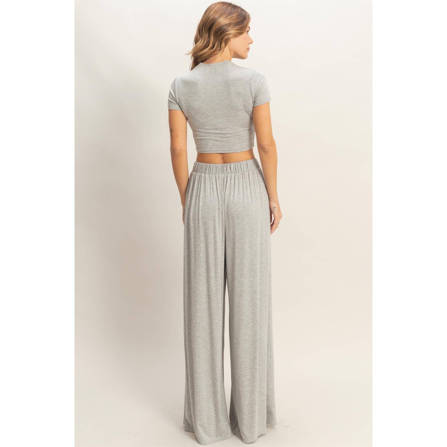 Short Sleeve Top & Wide Leg Pants Set