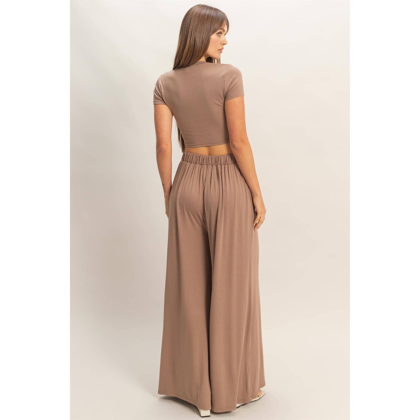 Short Sleeve Top & Wide Leg Pants Set