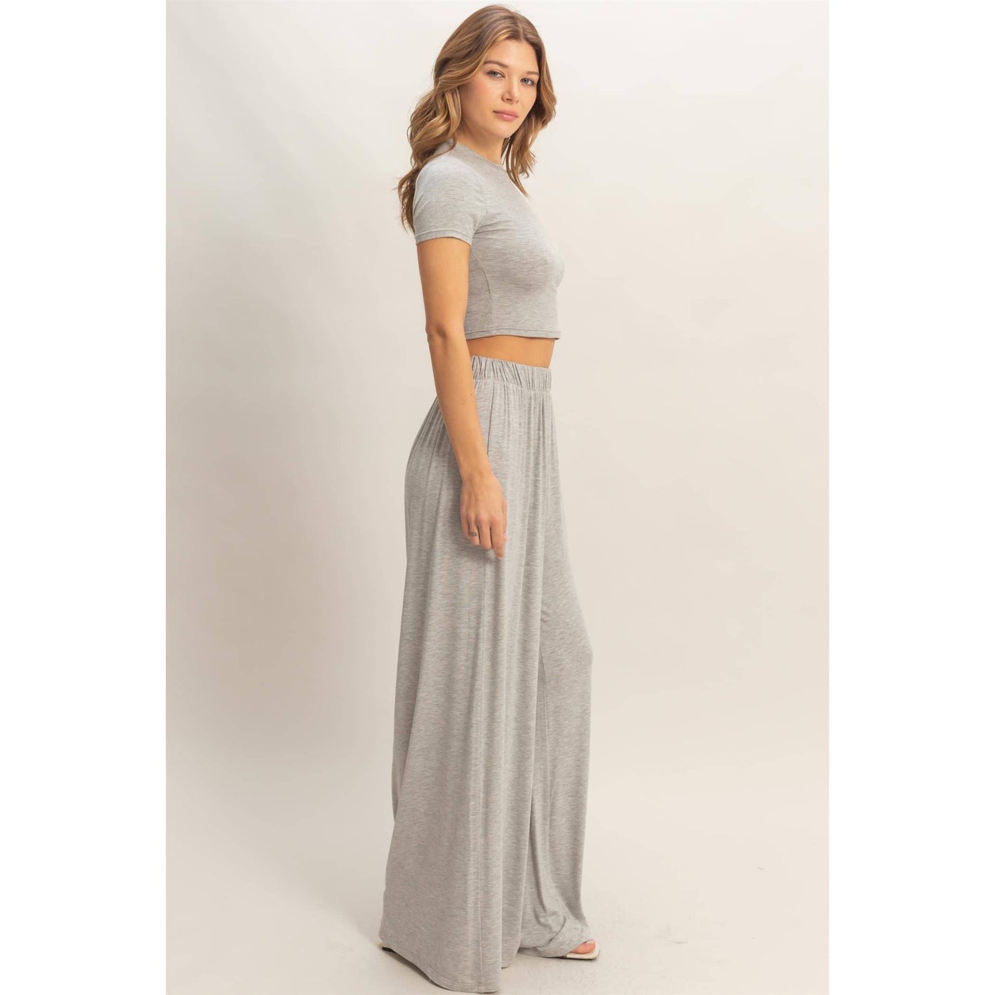 Short Sleeve Top & Wide Leg Pants Set