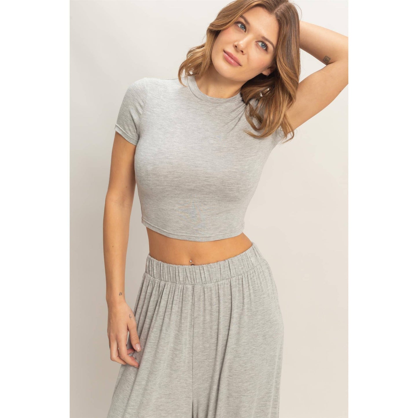 Short Sleeve Top & Wide Leg Pants Set