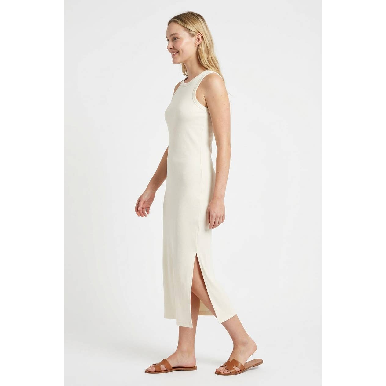 Acid Washed Ribbed Midi Tank Dress