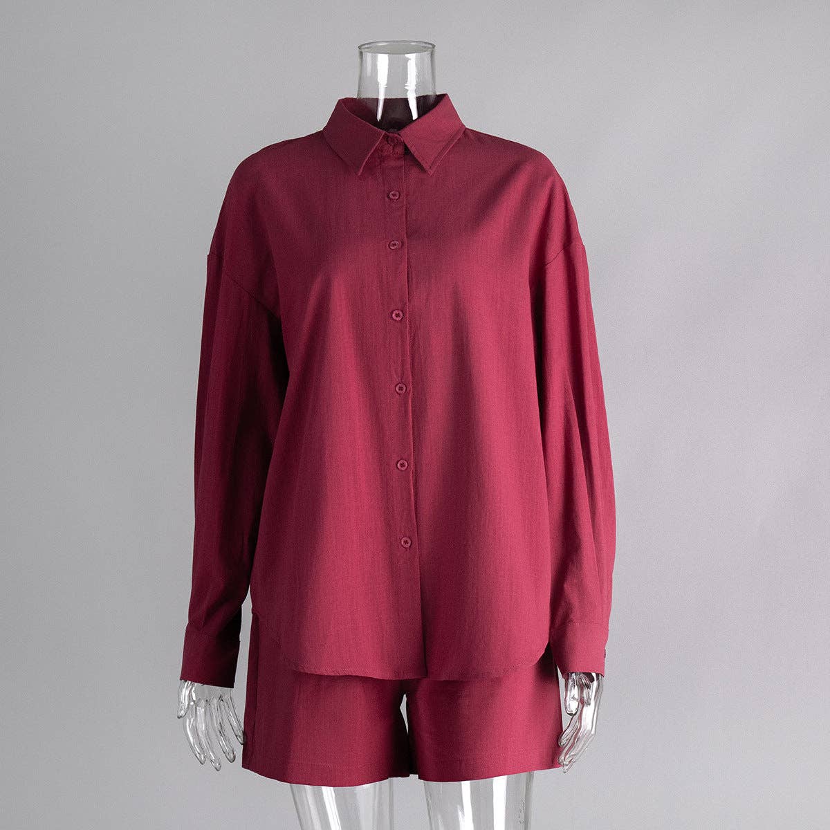 Casual Cotton Long Sleeve Cardigan and Shorts Set